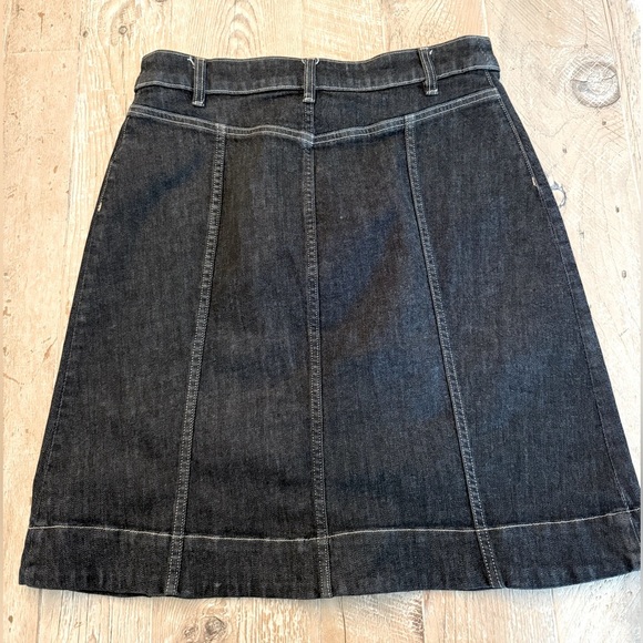 Chaps Denim Jean Skirt Women's Black Cotton Blend Button Down 2 Pocket Sz 8 - Picture 7 of 7